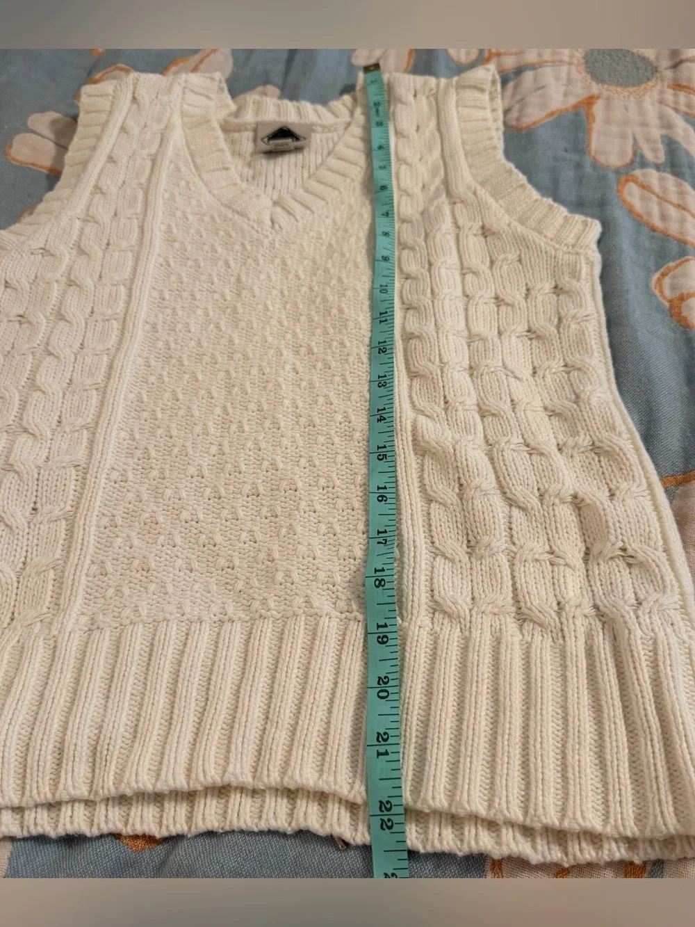 St John’s Bay Women's Cotton Blend Knitted Sweater Vest White Size Small